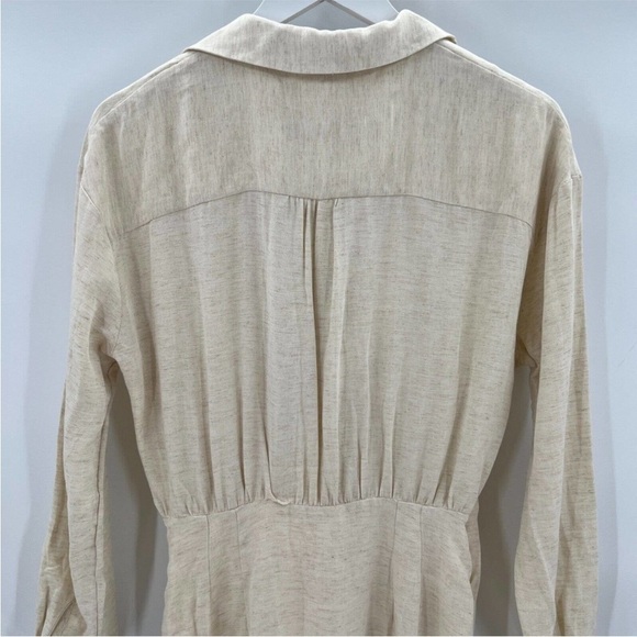 NWT Anthropologie V Neck Knot Front Long Sleeve Faux
Wrap Midi Dress Ivory Linen - Picture 14 of 15